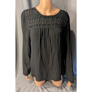 Meadow Rue Woman's Medium Black Long Sleeve Anthropologie Smoked Yoke